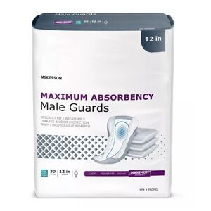 McKesson Male Incontinent Pad Contoured 12" PADMG 1 Bag With 30 Ct Per Bag New